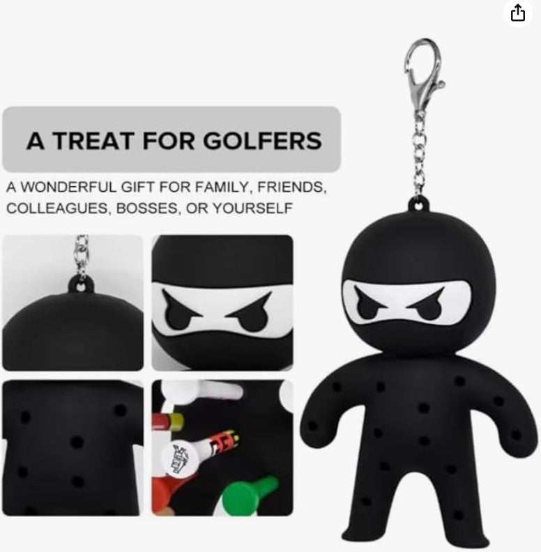 Ninja Golf Tee Holder | Holds 13 Tees | Built to Last | Golf Accessory | Golf Gift for Him or Her | Includes Gift Box (Black)