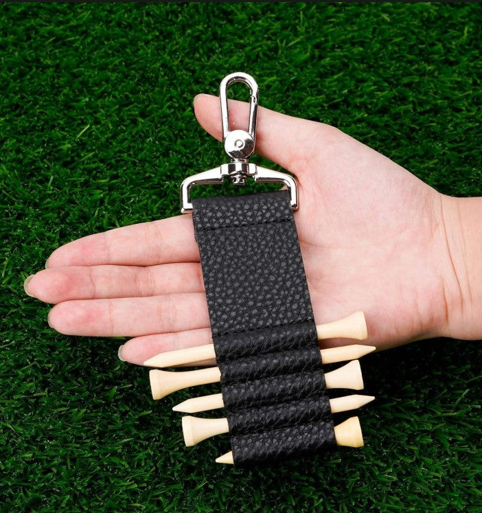 Black Vegan leather golf tee pouch