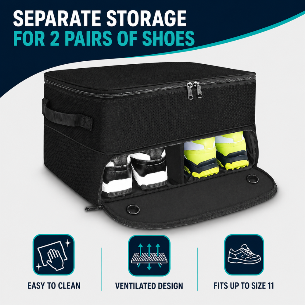 Golf Trunk Organiser, 2 Layers - Black
