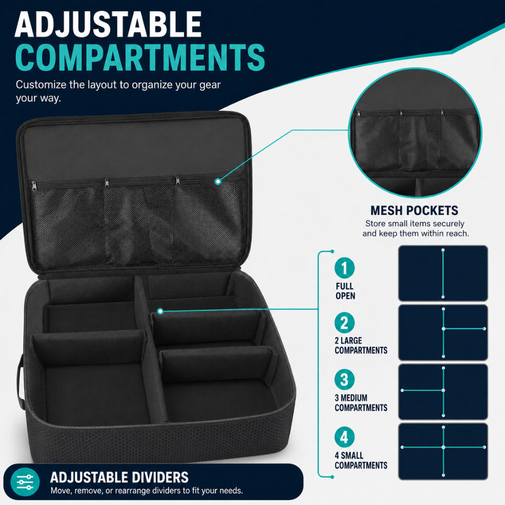 Golf Trunk Organiser, 2 Layers - Black
