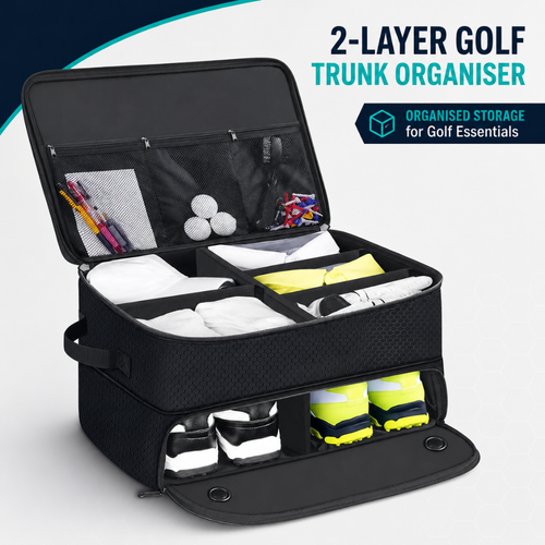 Golf Trunk Organiser, 2 Layers - Black